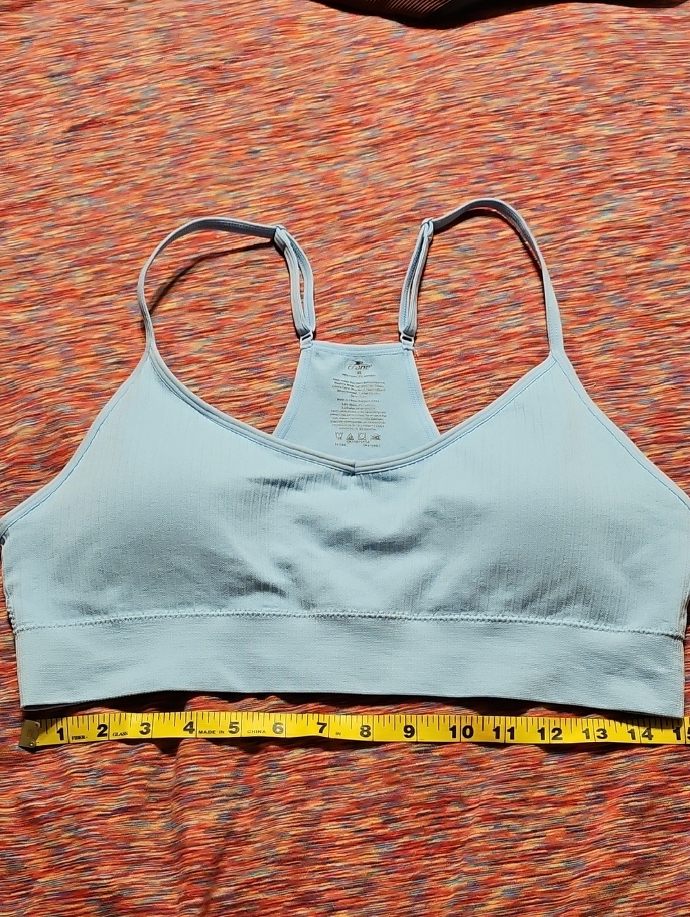 Crane Light Blue Seamless Sports Bralette with Adjustable Straps